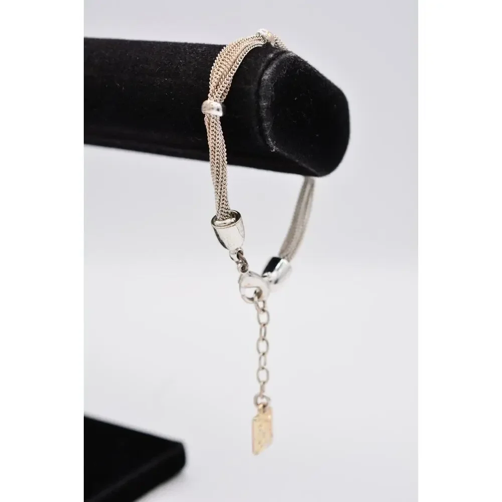 Anne Klein Vintage Bracelet Multi-Chain Bright Silver Tone Signed 1990s BinAW